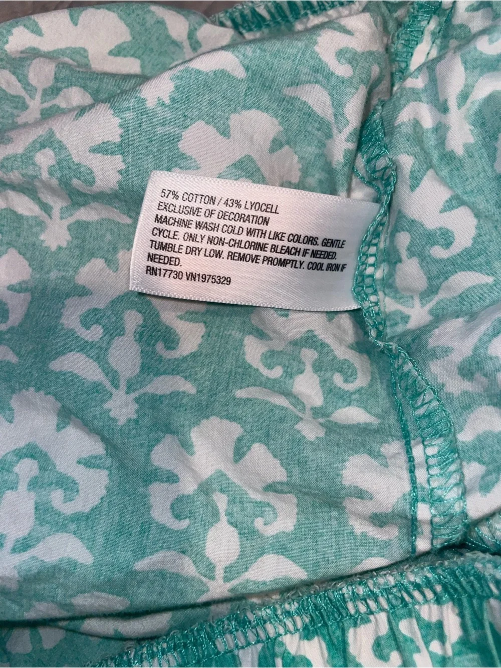 Roller Rabbit Teal and White Stamp Floral Poplin BoxerShorts Size XL